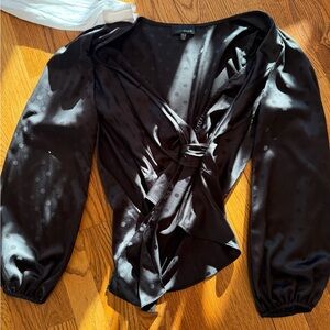 Elegant Black Satin Women's Top. Lucy Paris